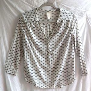 H&M White and Black Blouse, Size M